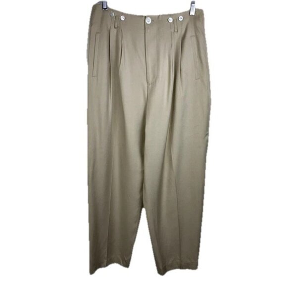 J. Peterman high Waist glamour pants silk Twill Beige Suspender Buttons 30s Syle - Picture 1 of 4